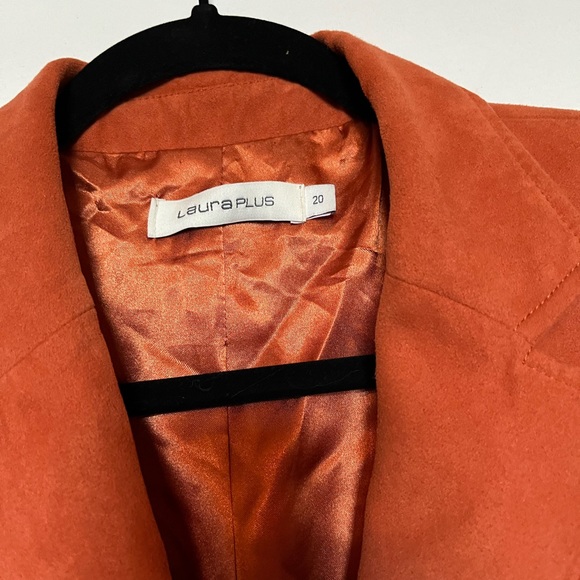 Orange faux suede blazer. - Picture 3 of 8